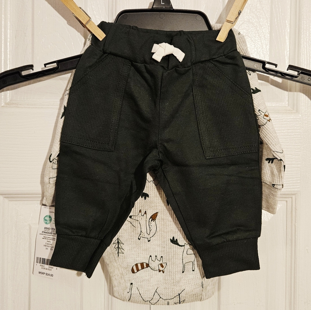 2 NEW 0-3 Month Baby Boy Outfit Lot!  Carters and Cat & Jack. - Picture 2 of 7